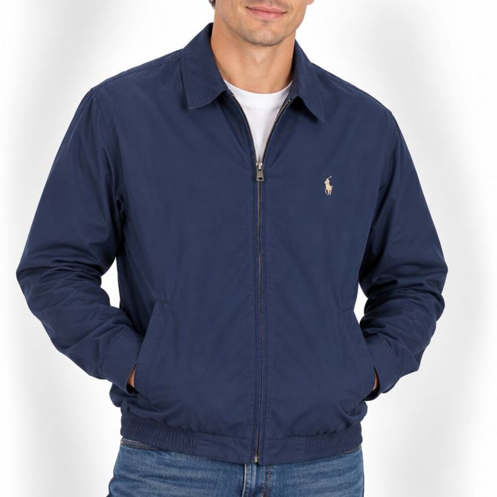 Polo Ralph Lauren Mens S Navy Harrington Jacket Plaid Lined Pony Windbreaker
